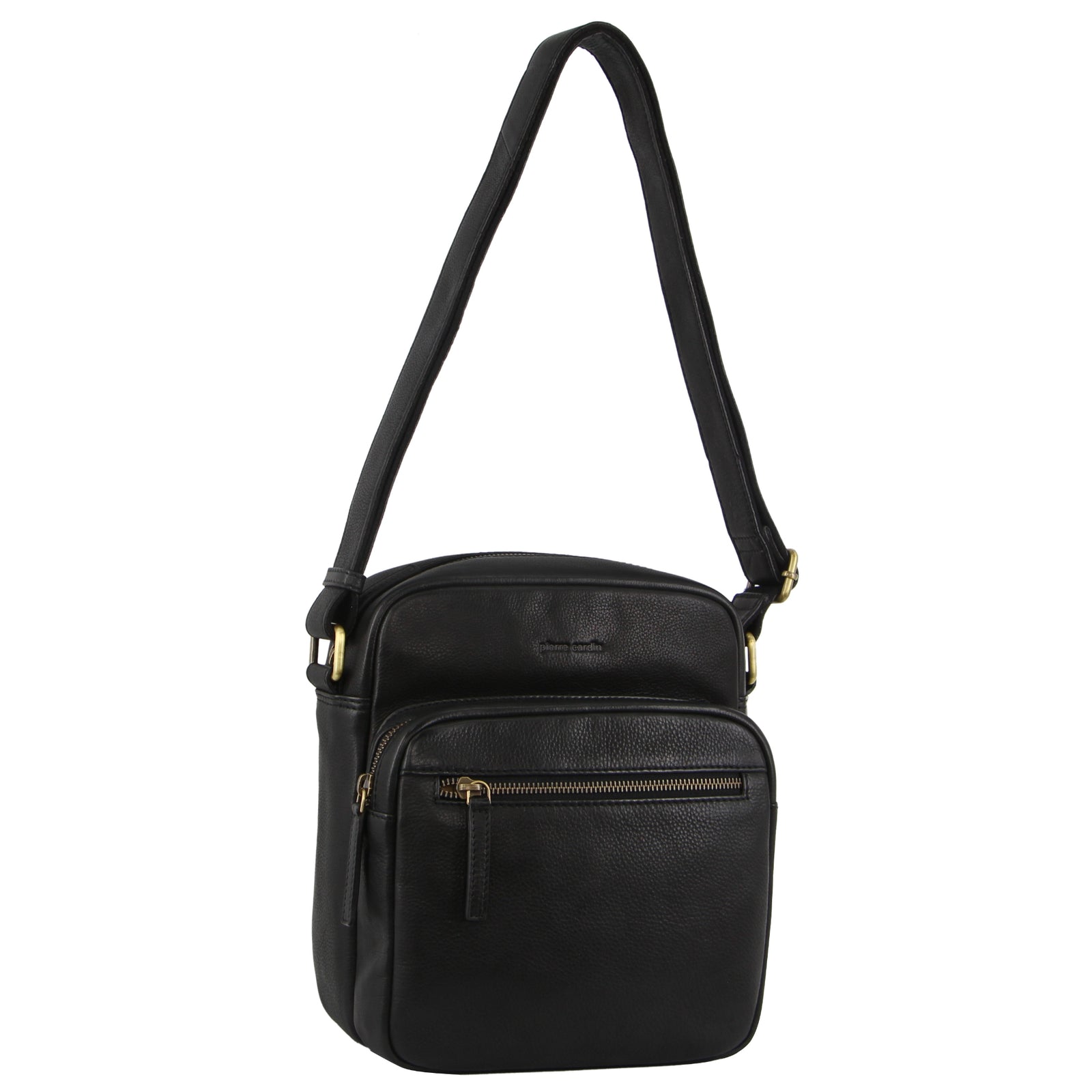 Pierre Cardin Mens Leather Cross-Body Bag Organiser - Black-1
