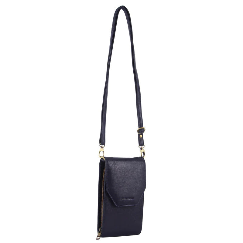 Pierre Cardin Ladies Leather Cross Body Bag/Wallet Bag/Clutch Wallet - Indigo-0
