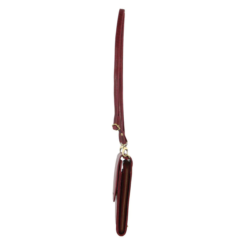 Pierre Cardin Ladies Leather Cross Body Bag/Wallet Bag/Clutch Wallet - Cherry-3