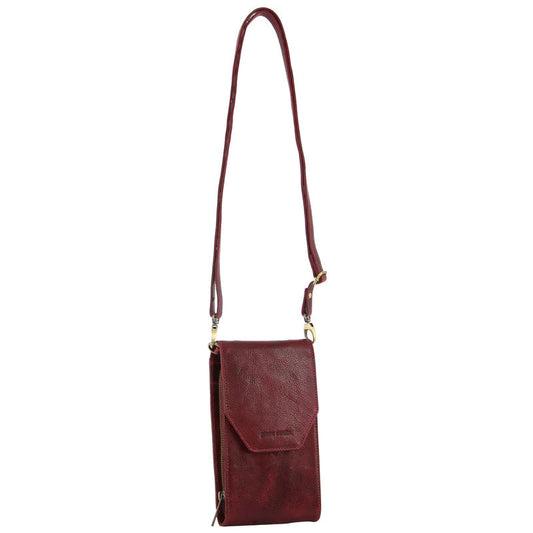 Pierre Cardin Ladies Leather Cross Body Bag/Wallet Bag/Clutch Wallet - Cherry-0