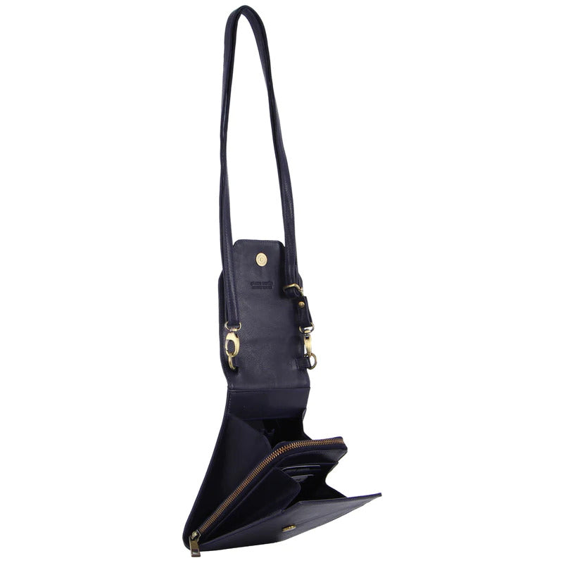 Pierre Cardin Ladies Leather Cross Body Bag/Wallet Bag/Clutch Wallet Large Flap - Black-2
