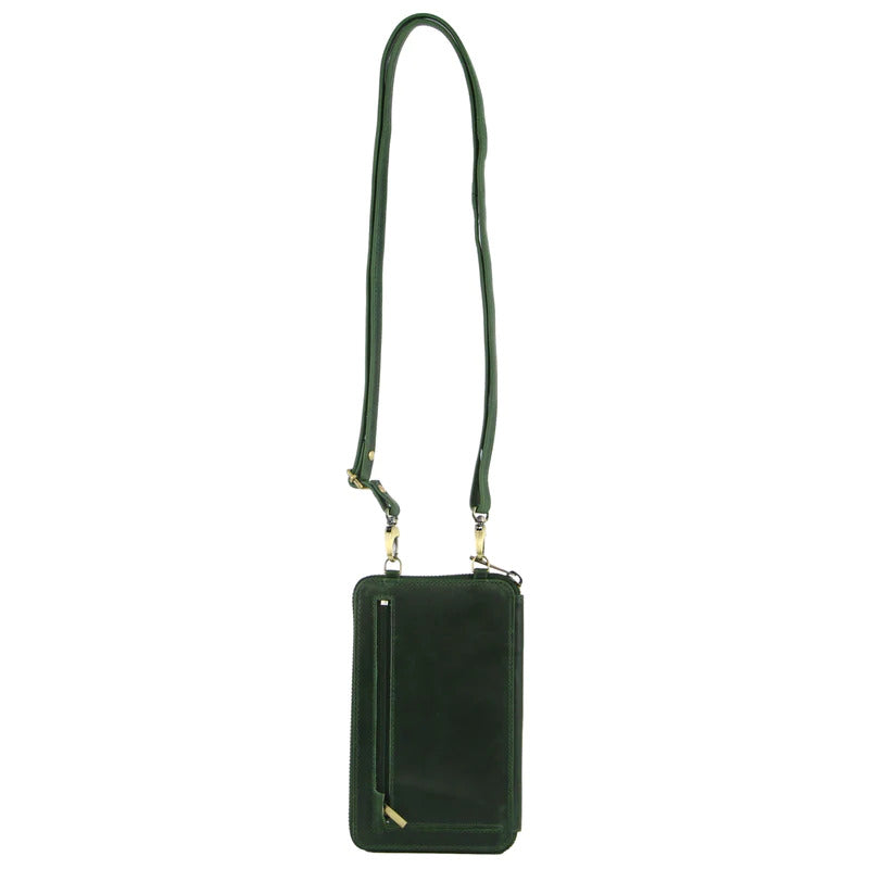 Pierre Cardin Ladies Leather Cross Body Bag/Wallet Bag/Clutch Wallet - Emerald-3