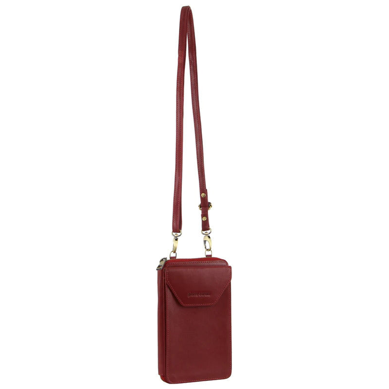 Pierre Cardin Ladies Leather Cross Body Bag/Wallet Bag/Clutch Wallet - Red-1