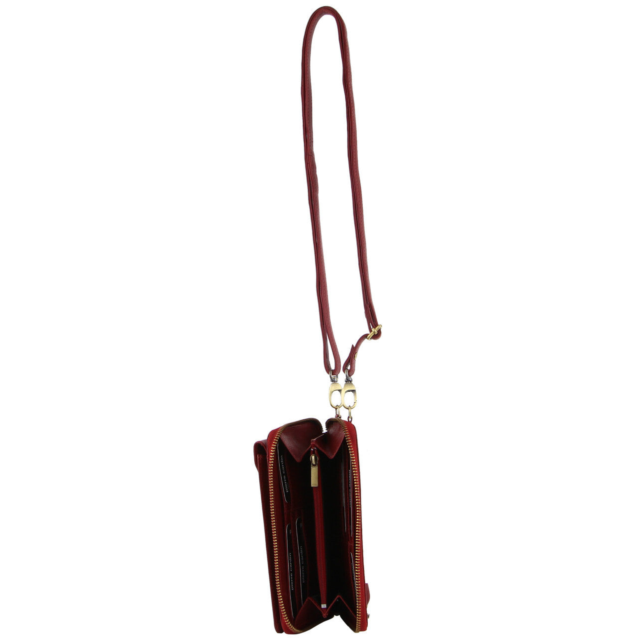 Pierre Cardin Ladies Leather Cross Body Bag/Wallet Bag/Clutch Wallet - Red-2