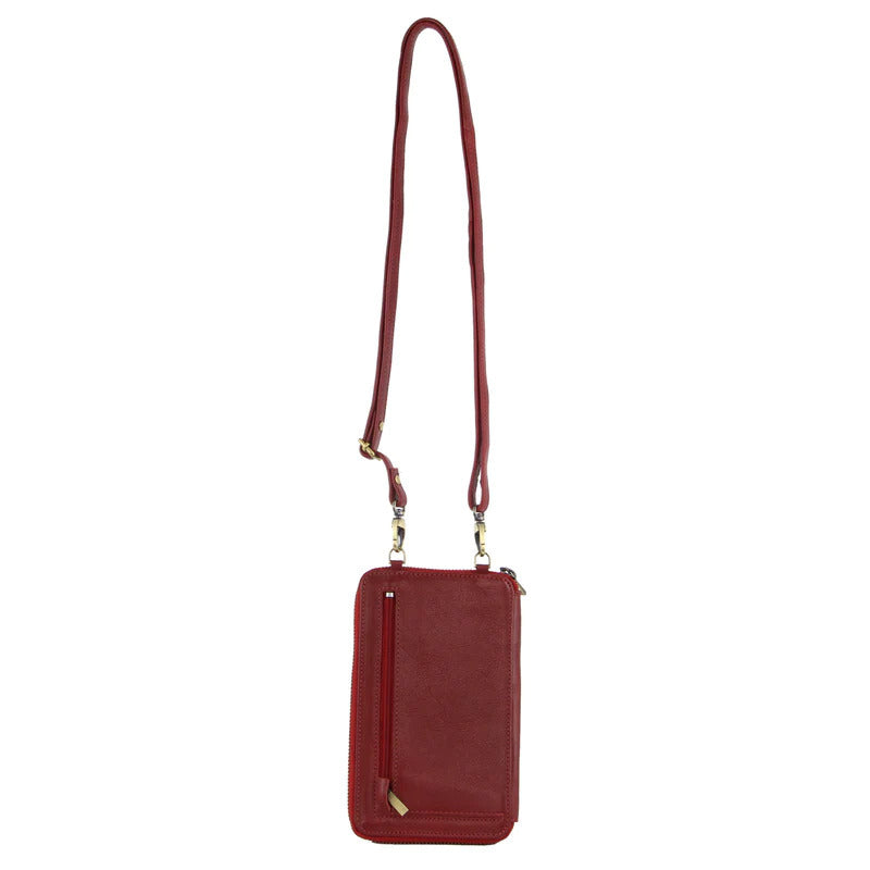 Pierre Cardin Ladies Leather Cross Body Bag/Wallet Bag/Clutch Wallet - Red-3
