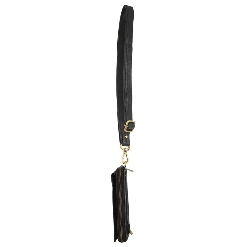 Pierre Cardin Ladies Leather Cross Body Bag/Wallet Bag/Clutch Wallet Small Flap - Black-2