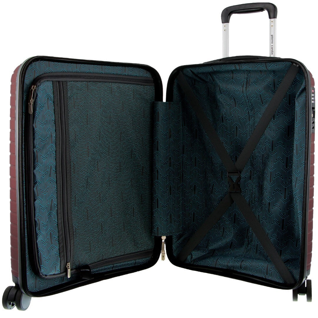 Pierre Cardin x Milleni 3-Piece Hardshell Super Light Luggage Bags Travel Suitcase - Burgundy/White