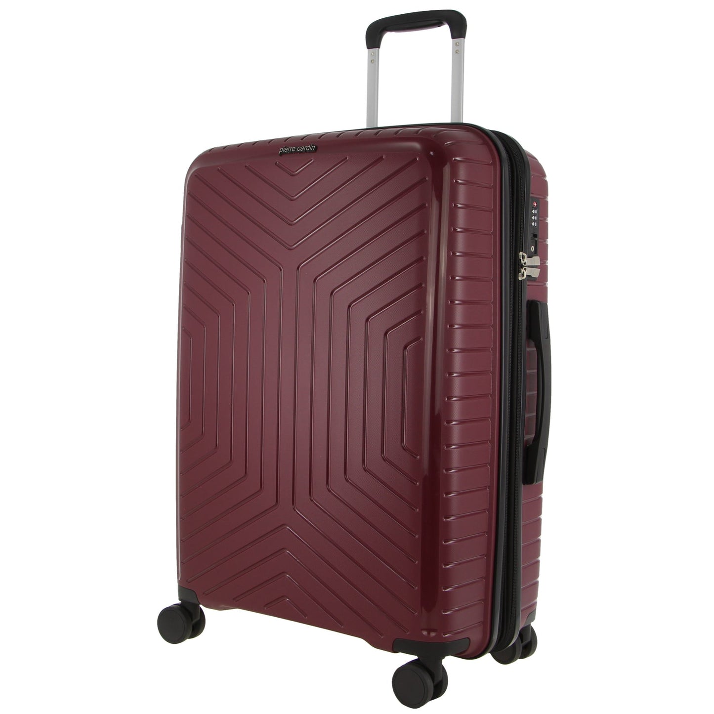 Pierre Cardin 65cm/89L Medium Hard-Shell Checked Suitcase Travel Luggage Bag - Burgundy