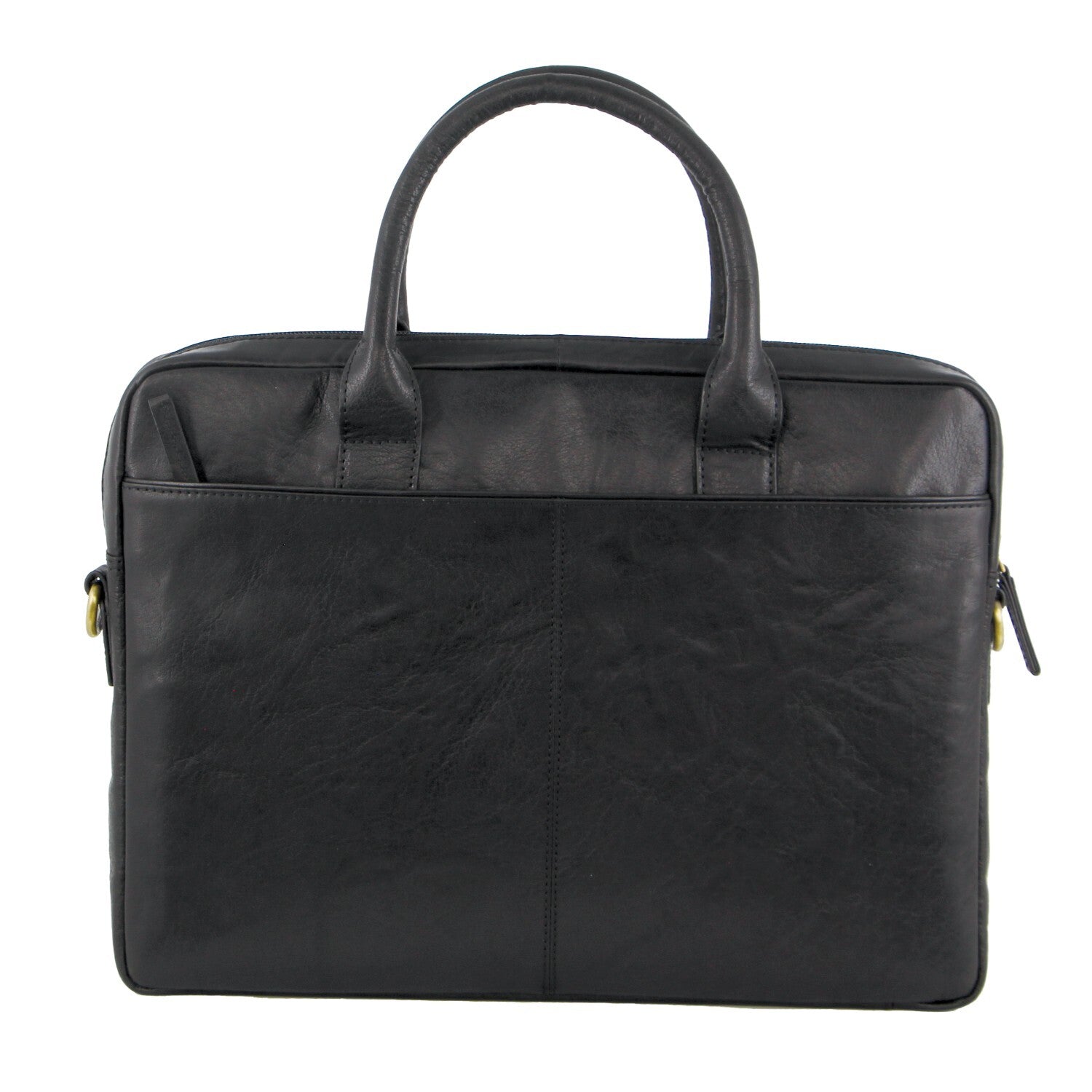 Pierre Cardin Leather Multi-Handle 15" Laptop Computer Bag - Black-3