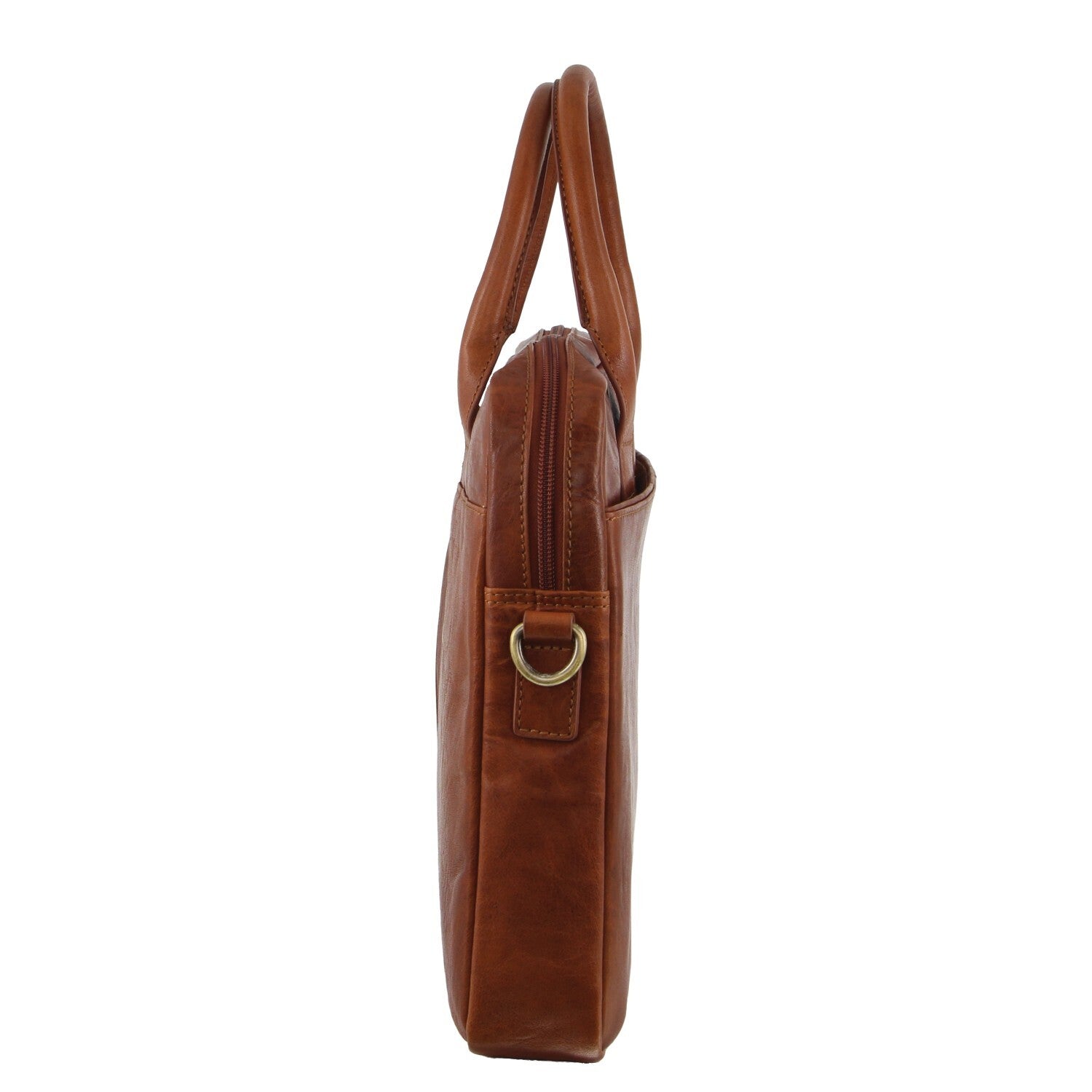 Pierre Cardin Leather Multi-Handle 15" Laptop Computer Bag - Tan-3