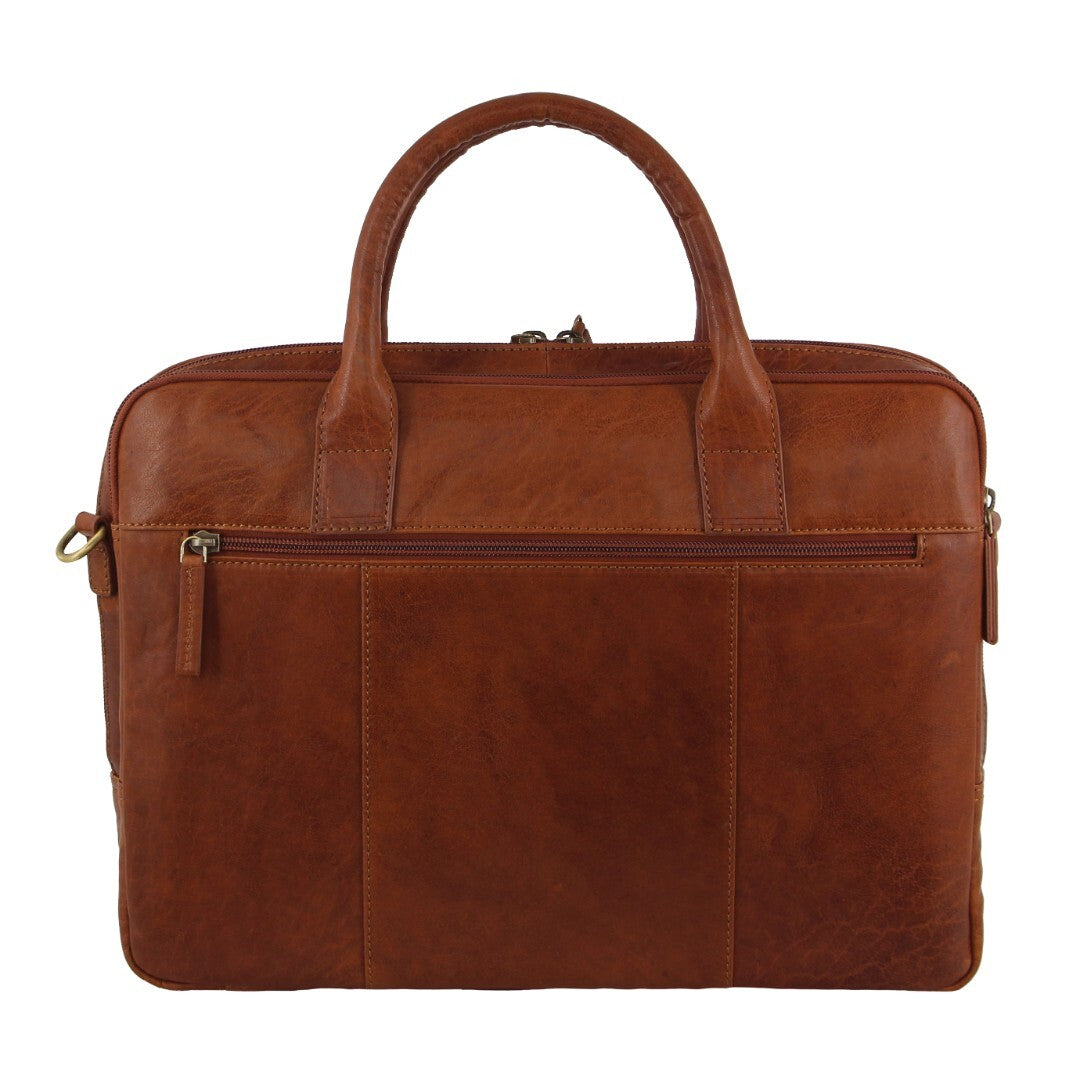 Pierre Cardin Leather Multi-Compartment Business 15" Laptop Bag - Tan-2