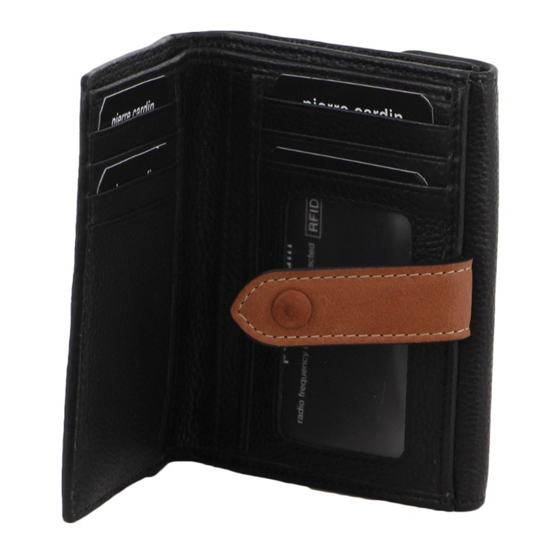 Pierre Cardin Womens Leather Bi-Fold Tab Wallet Ladies - Black-0