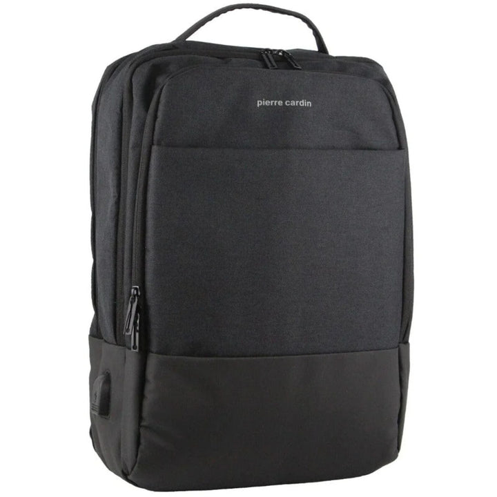 Pierre Cardin Travel and Business Backpack Harvard w/ Laptop Sleeve - Charcoal/Black