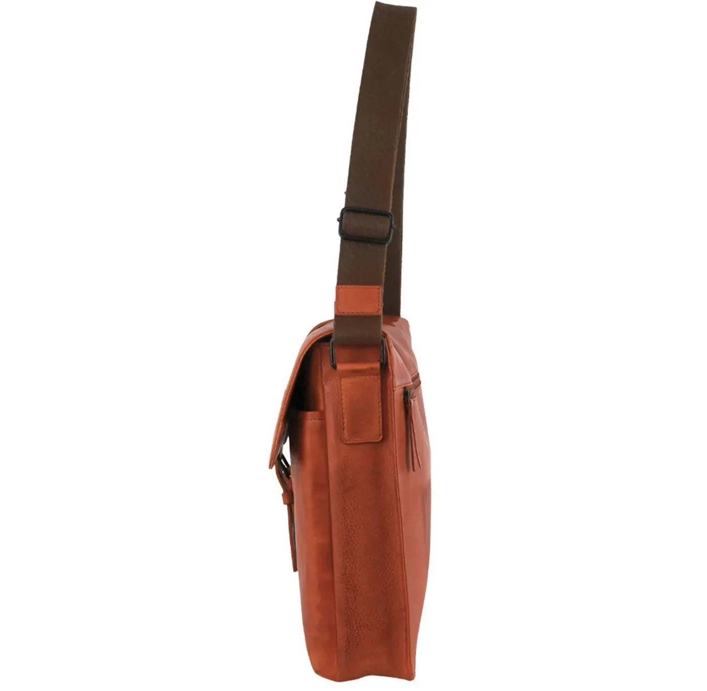 Pierre Cardin Italian Leather Flap-Over Laptop Computer Bag in Cognac-3
