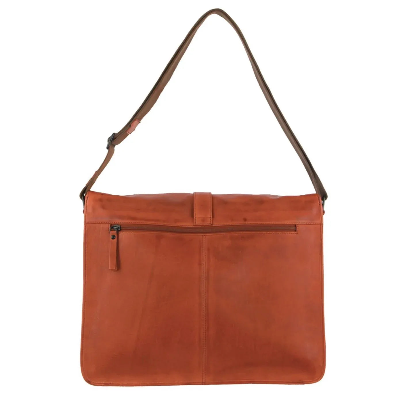 Pierre Cardin Italian Leather Flap-Over Laptop Computer Bag in Cognac-2