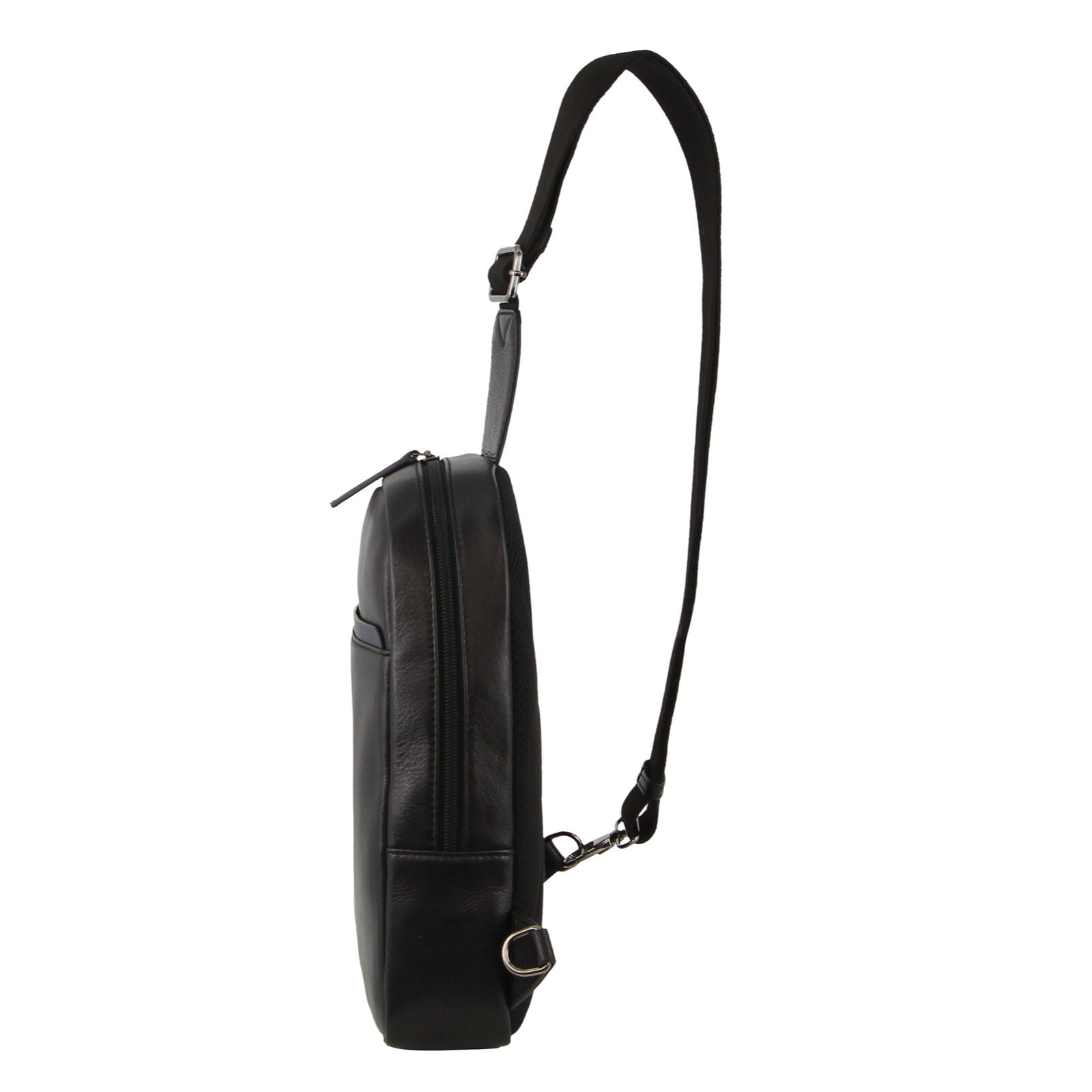 Pierre Cardin Mens Leather Crossbody Bag w/ Shoulder Strap in Black/Navy-3