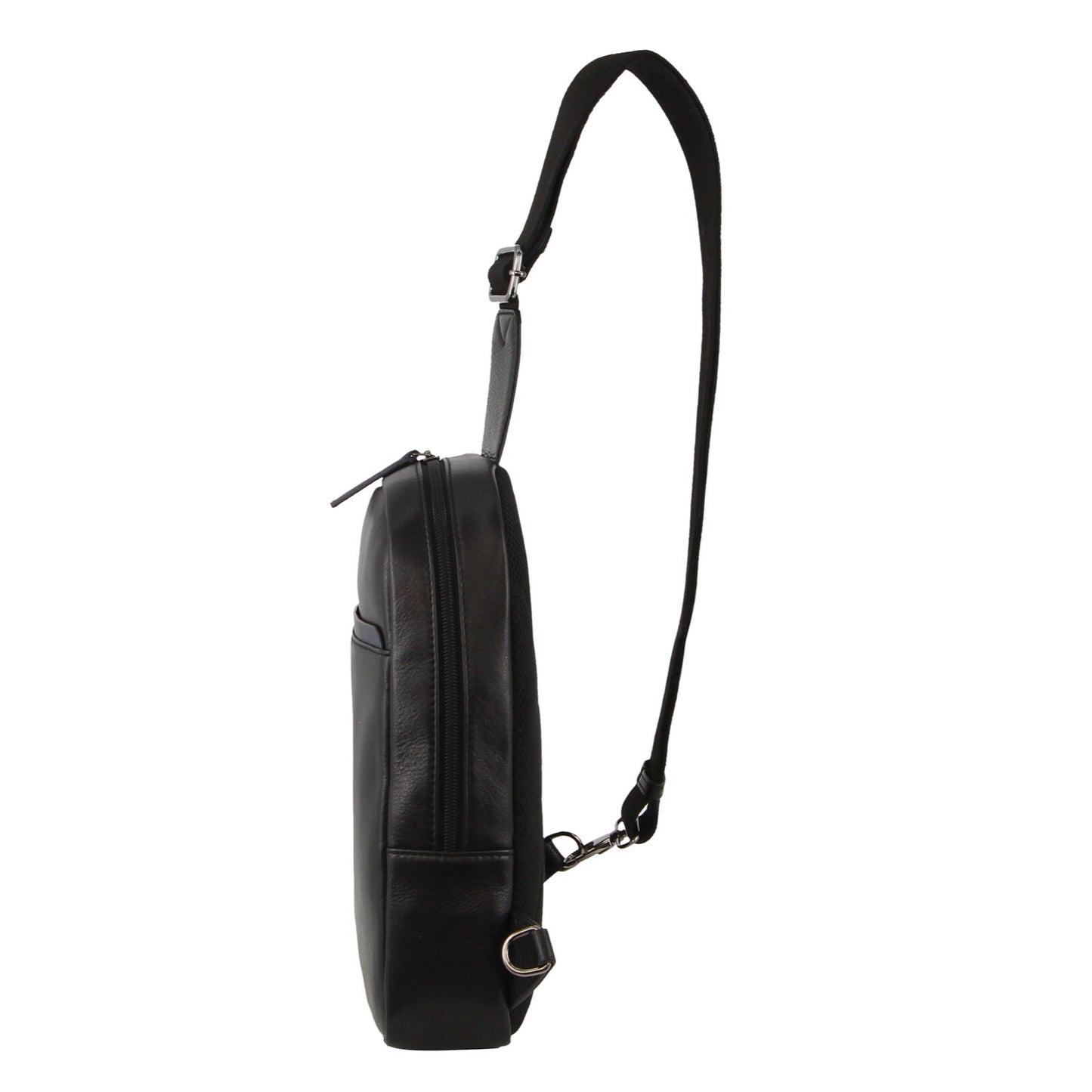 Pierre Cardin Mens Leather Crossbody Bag w/ Shoulder Strap in Black/Navy