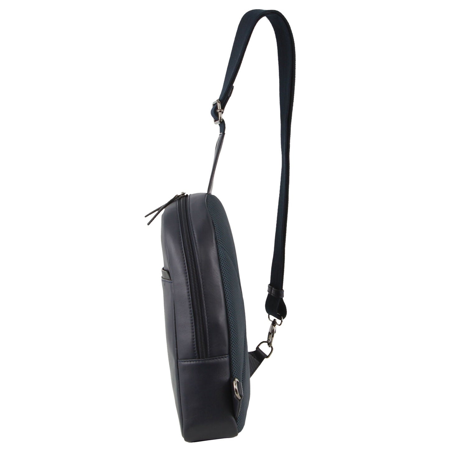 Pierre Cardin Mens Leather Crossbody Bag w/ Shoulder Strap in Navy/Black