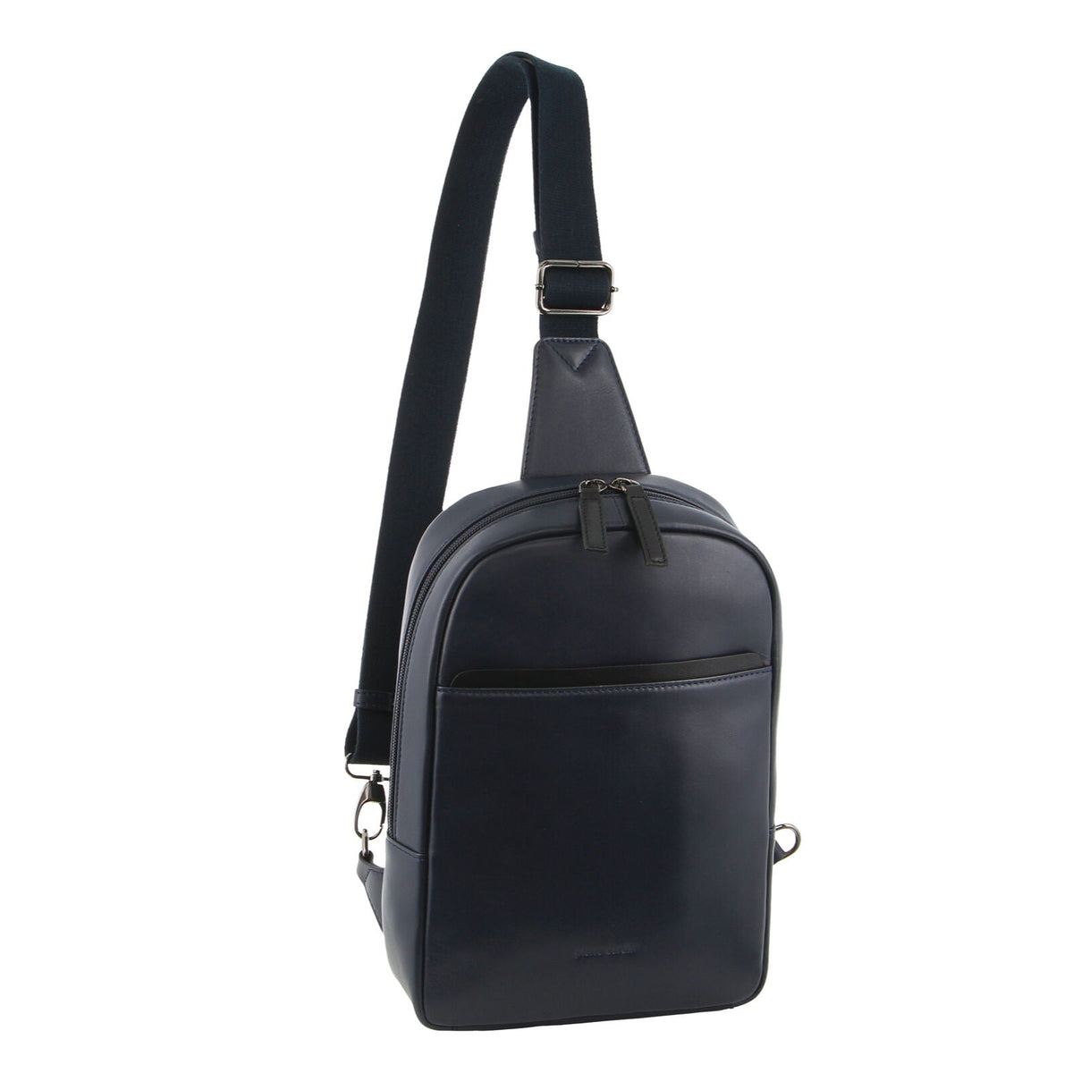 Pierre Cardin Mens Leather Crossbody Bag w/ Shoulder Strap in Navy/Black