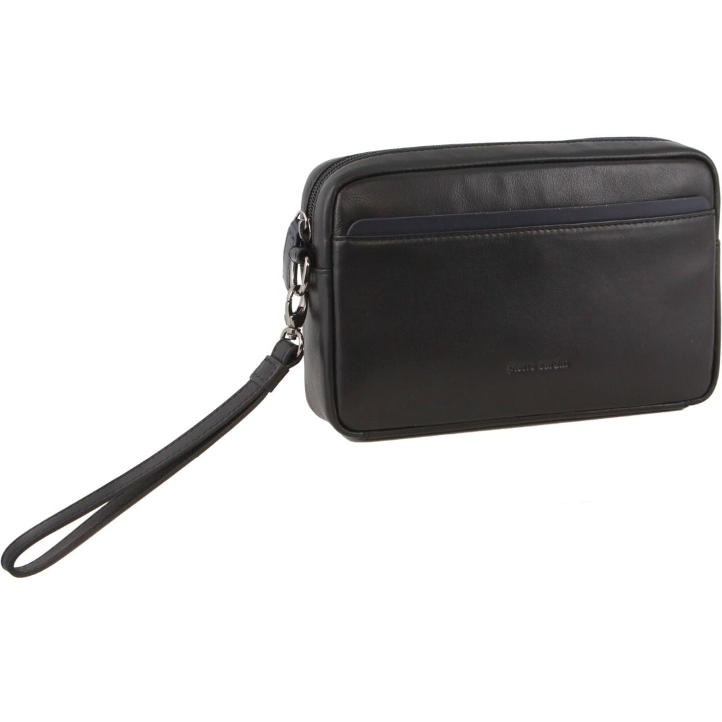 Pierre Cardin Mens Leather Travel Organizer in Black/Navy