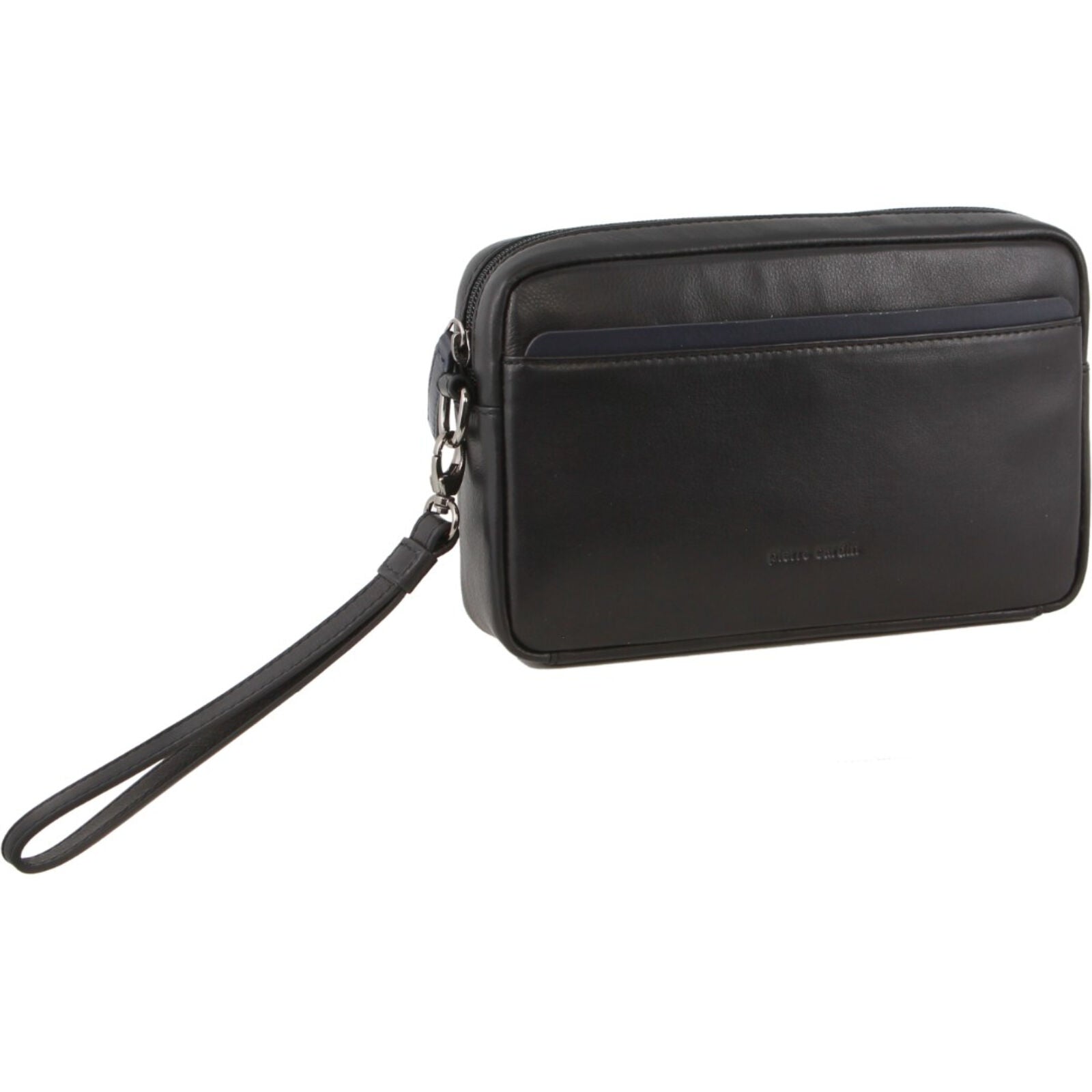 Pierre Cardin Mens Leather Travel Organizer in Black/Navy-0