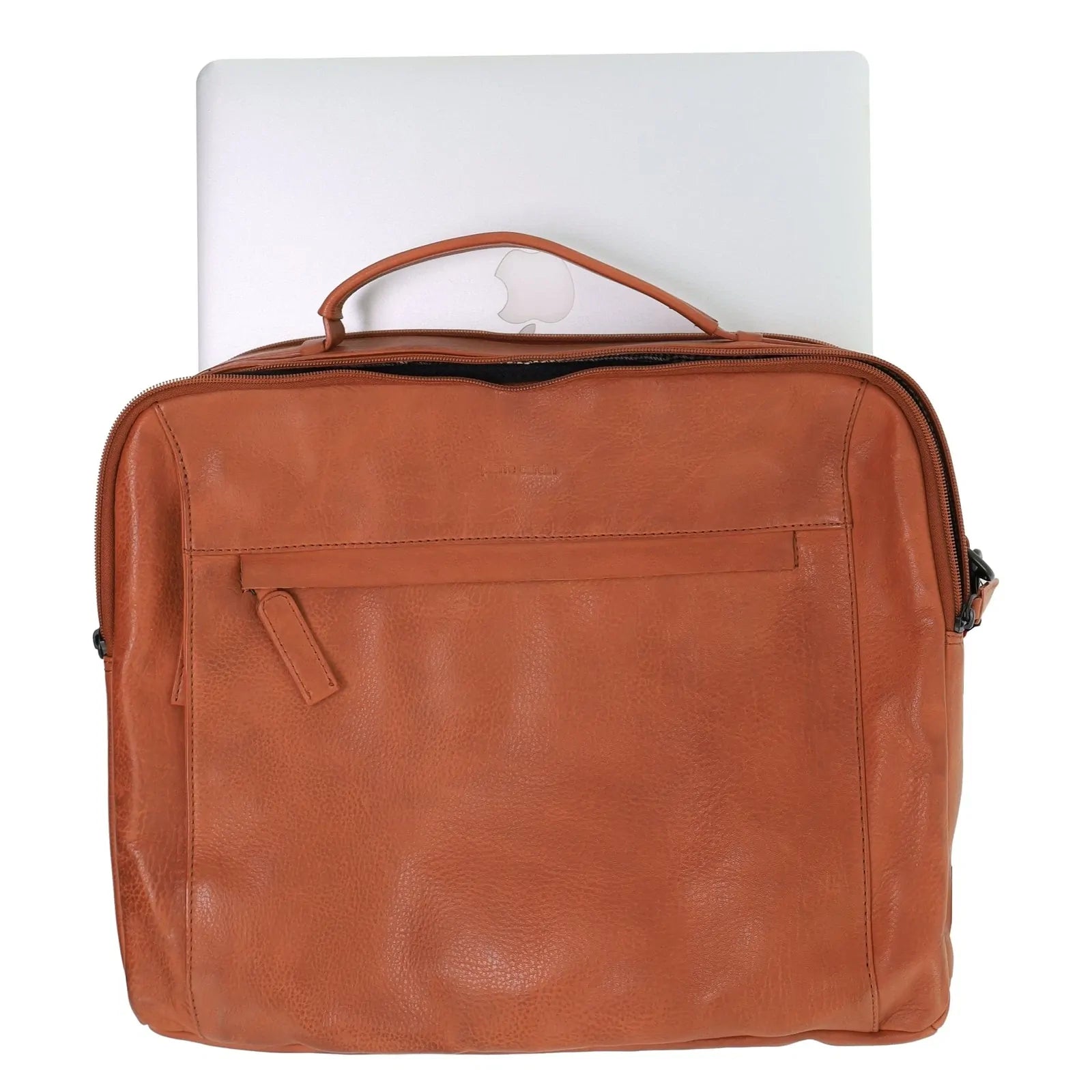 Pierre Cardin Mens Italian Leather Computer Laptop Bag in Cognac-2