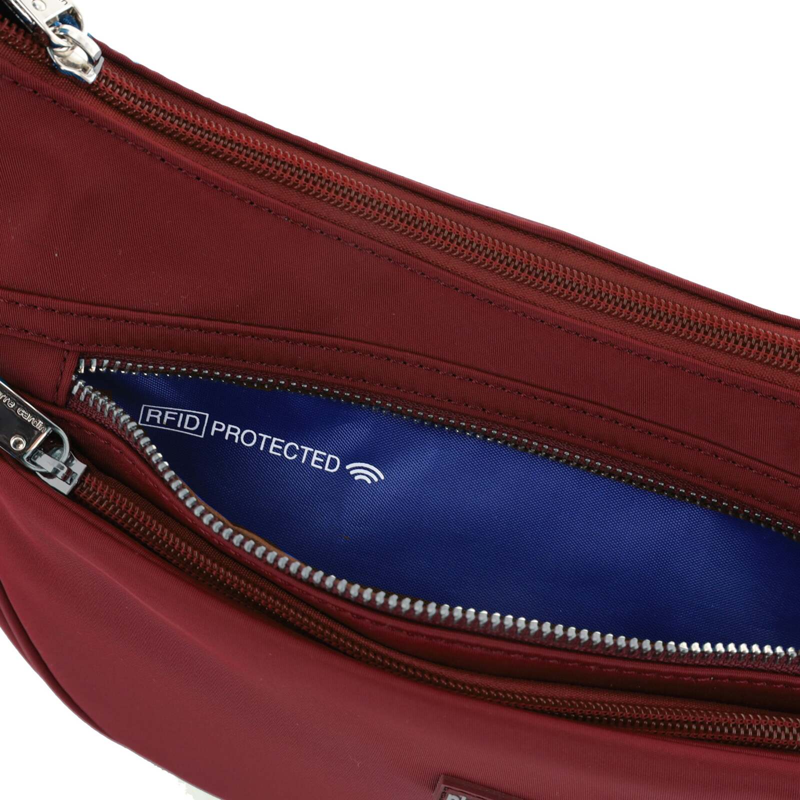 Pierre Cardin Slash Proof Anti Theft RFID Nylon Crossbody Bag in Wine-4