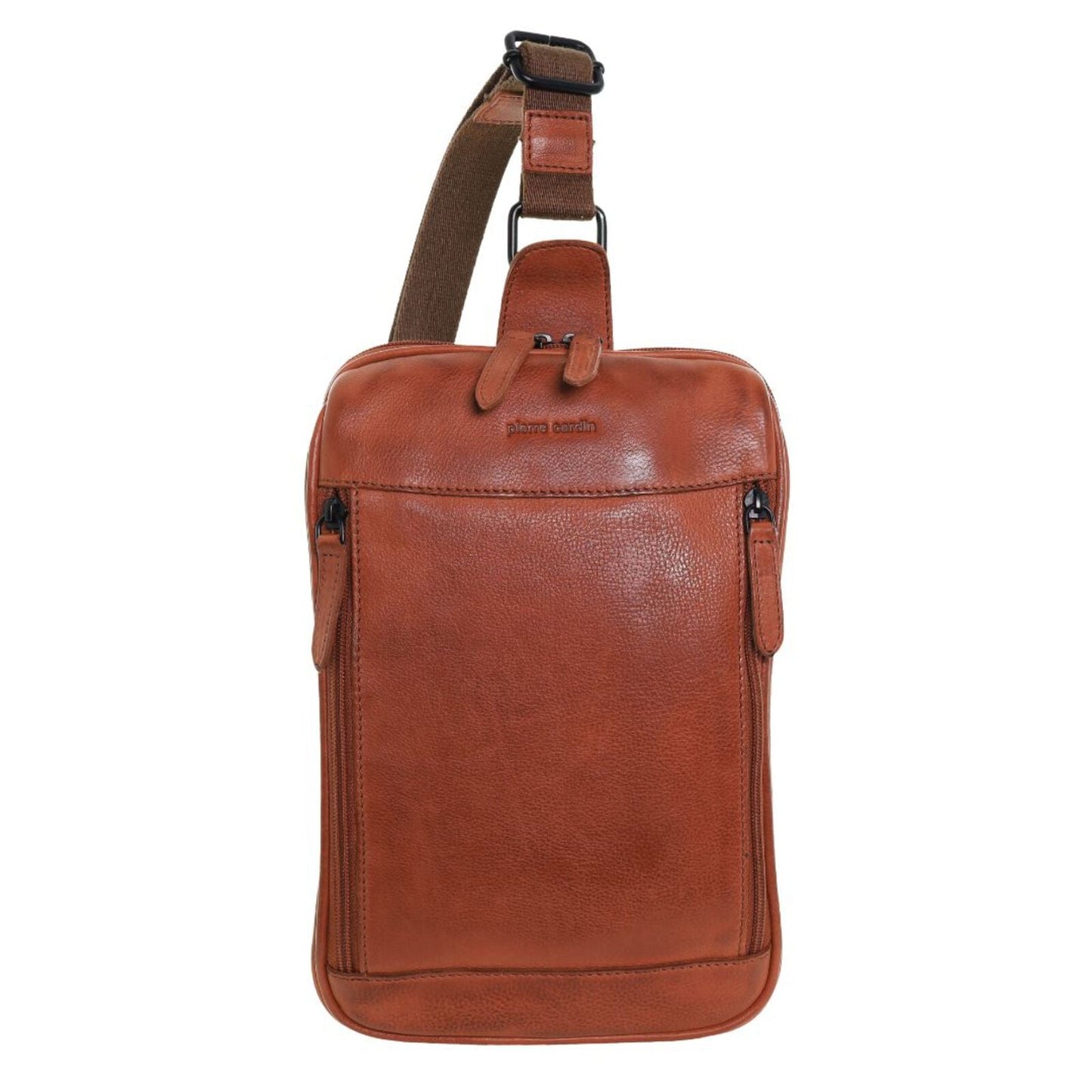 Pierre Cardin Mens Leather Crossbody Bag in Cognac-4