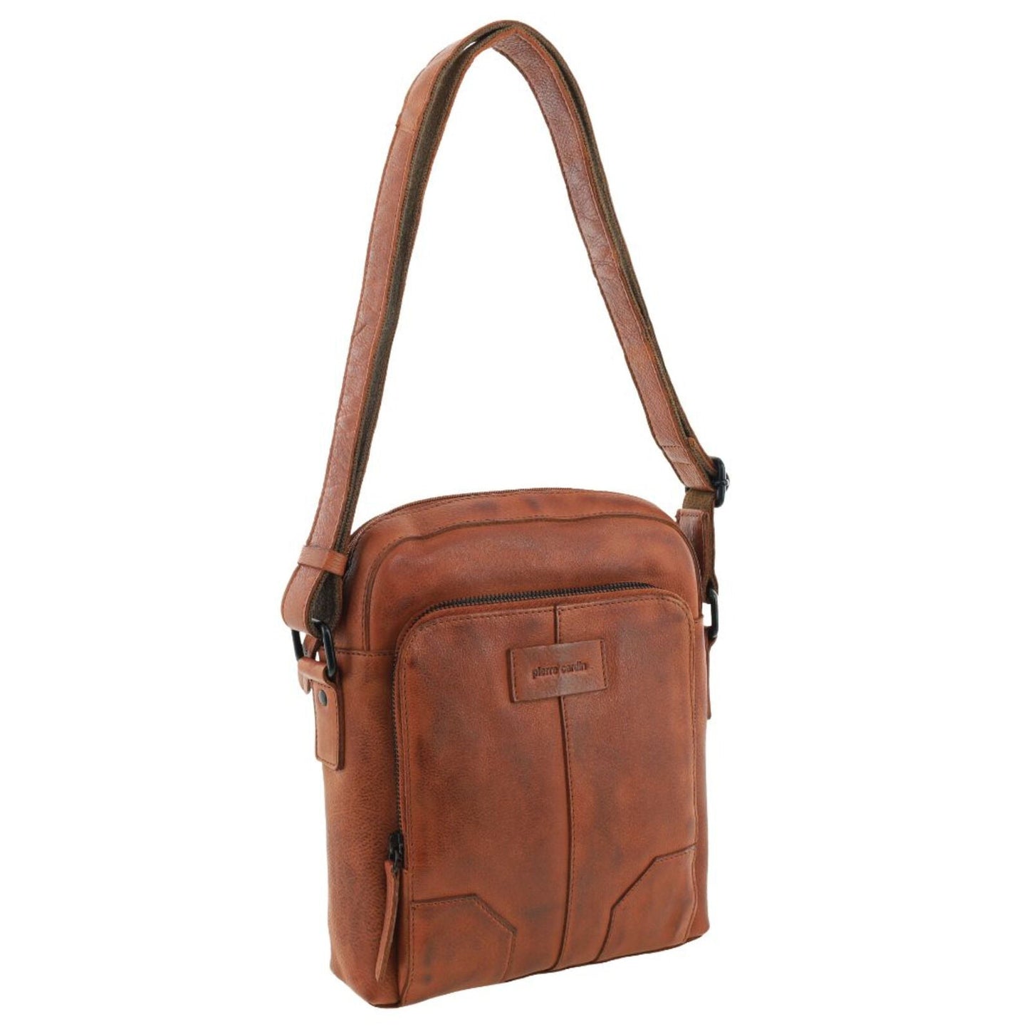 Pierre Cardin Leather Crossbody Bag in Cognac
