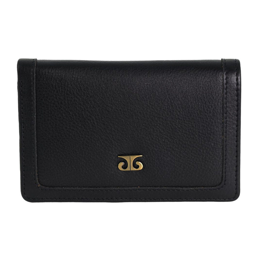 Pierre Cardin Ladies Leather Snap Button Bi-Fold Wallet - Black-1