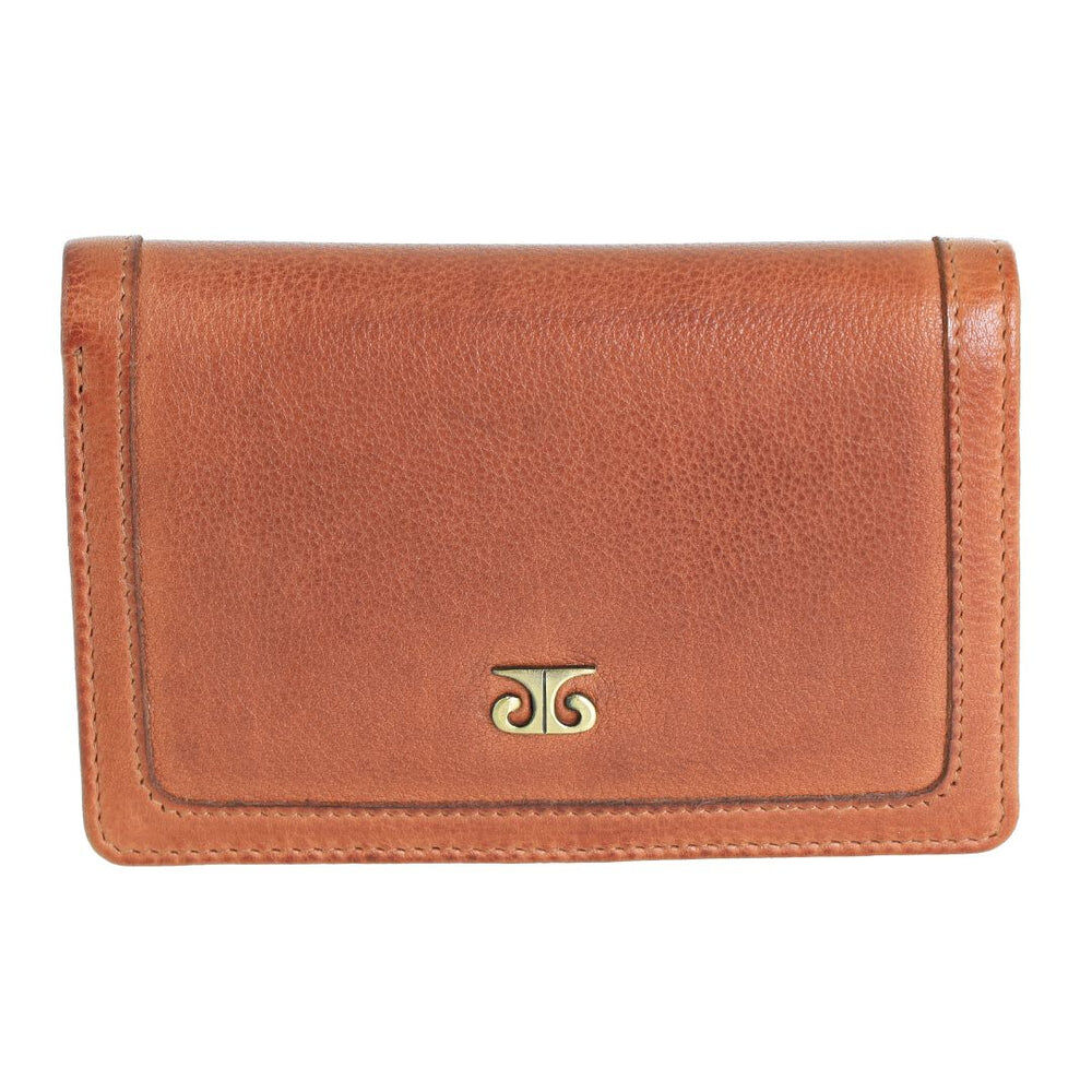 Pierre Cardin Ladies Leather Snap Button Bi-Fold Wallet - Cognac-1
