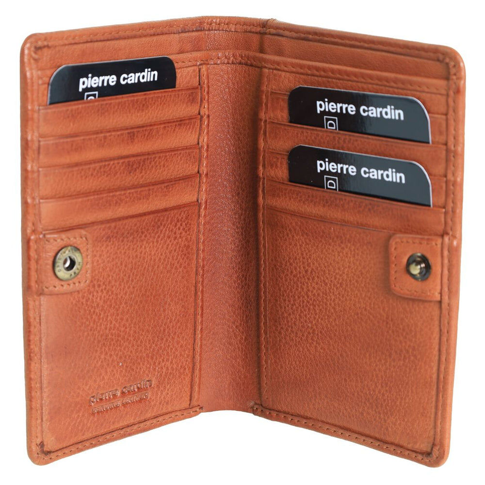 Pierre Cardin Ladies Leather Snap Button Bi-Fold Wallet - Cognac-2