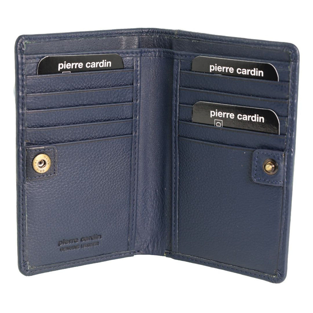 Pierre Cardin Ladies Leather Snap Button Bi-Fold Wallet - Navy-2