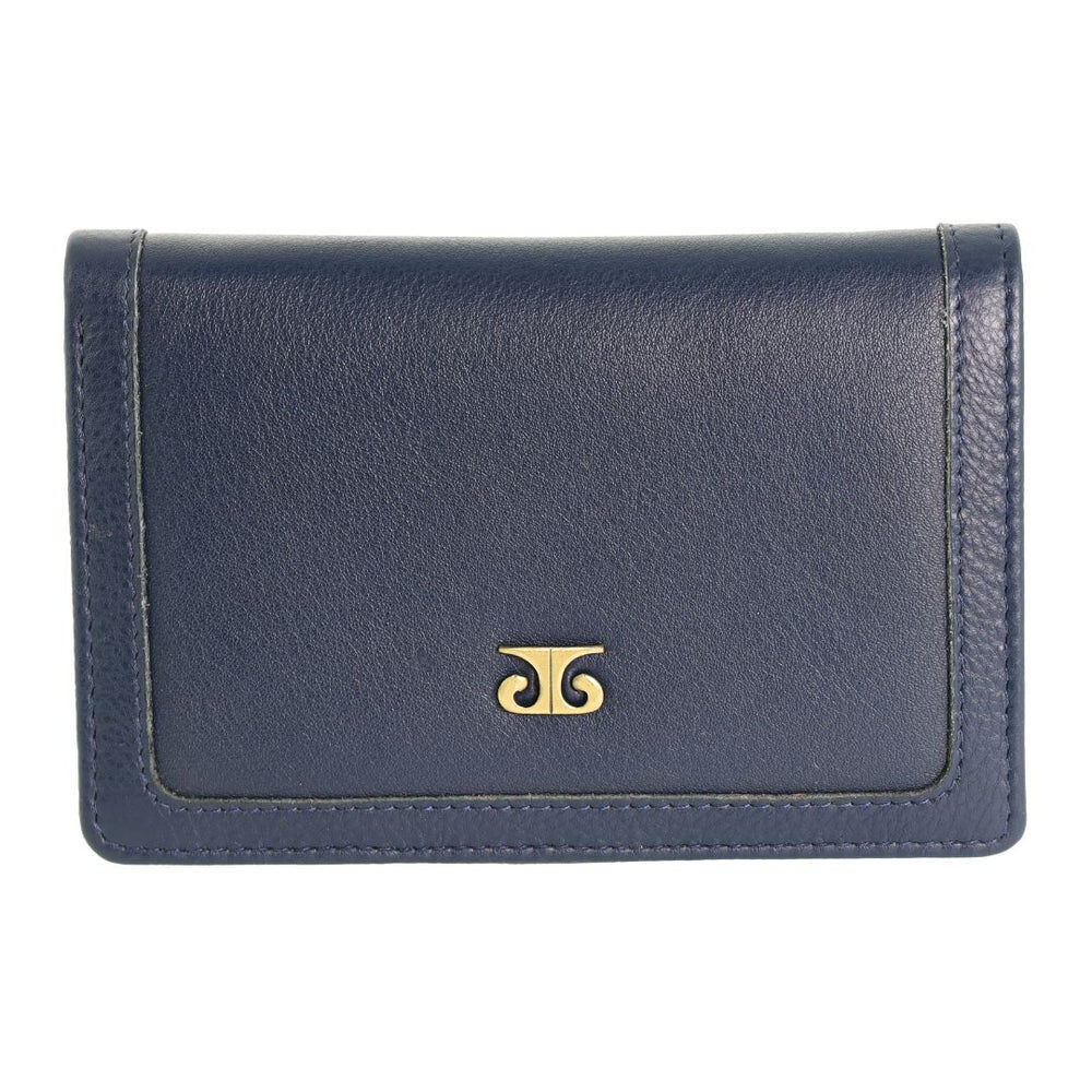 Pierre Cardin Ladies Leather Snap Button Bi-Fold Wallet - Navy-0