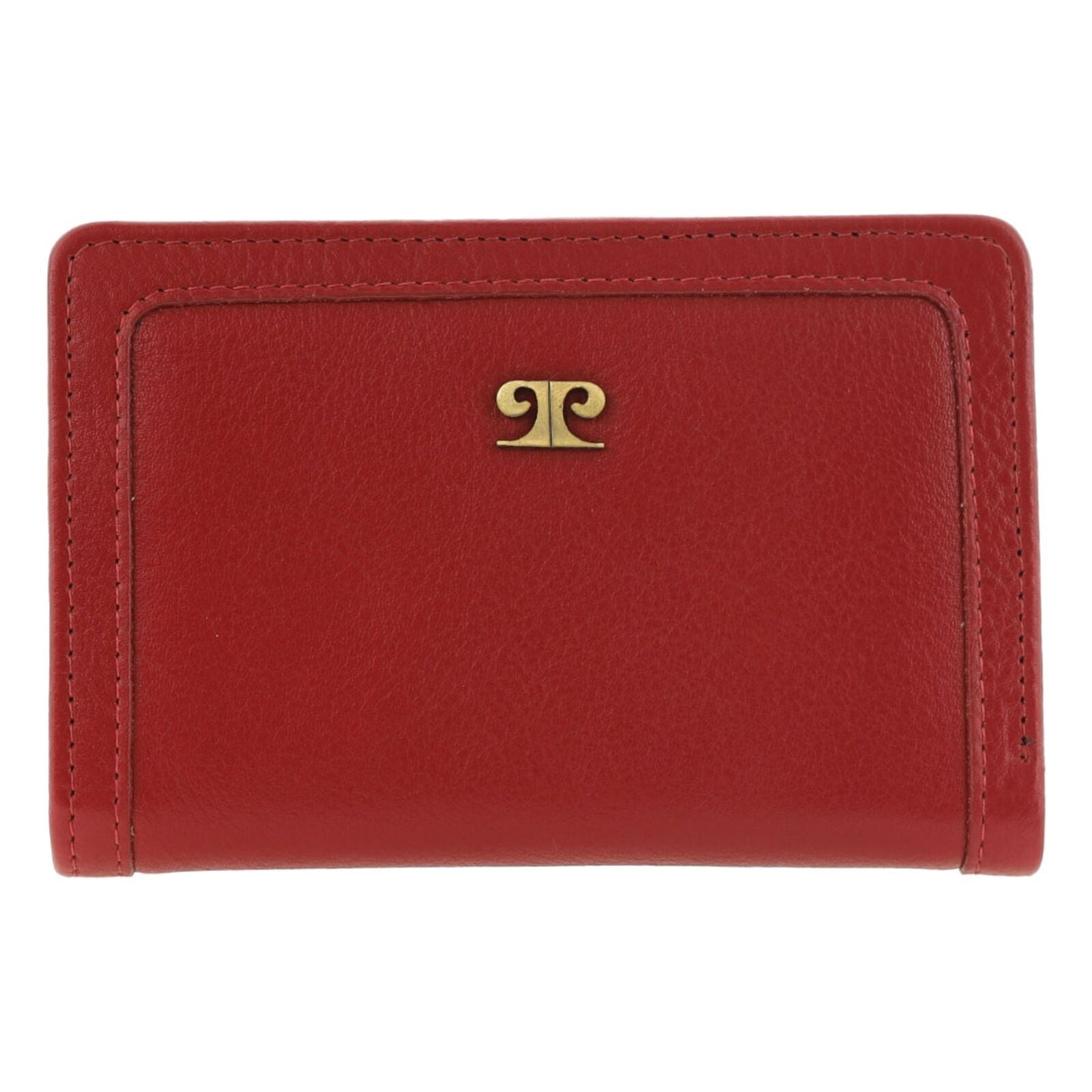 Pierre Cardin Ladies Leather Snap Button Bi-Fold Wallet - Red-0