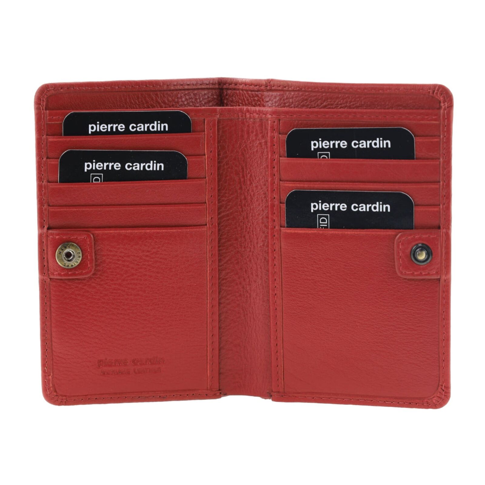 Pierre Cardin Ladies Leather Snap Button Bi-Fold Wallet - Red-2