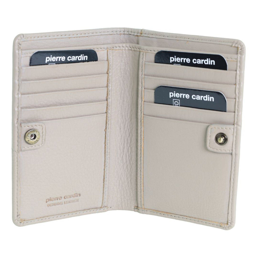 Pierre Cardin Ladies Leather Snap Button Bi-Fold Wallet - Taupe-2