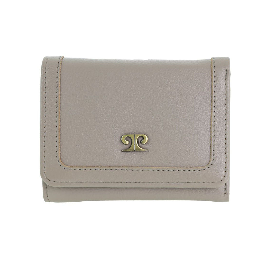 Pierre Cardin Ladies Leather Snap Button Tri-Fold Wallet - Taupe-0