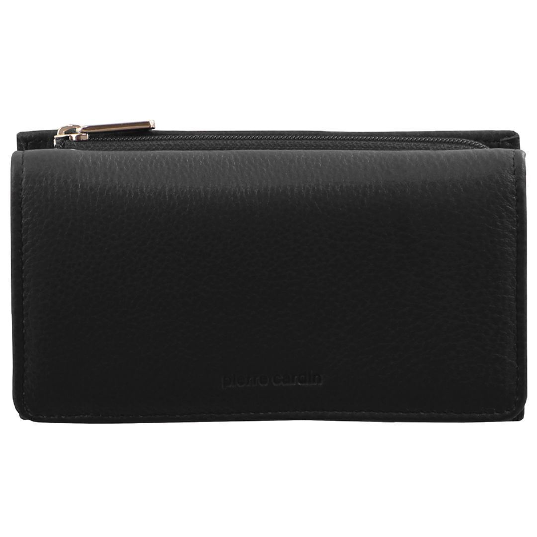 Pierre Cardin Womens Soft Italian Leather RFID Purse Wallet Rustic - Black-2
