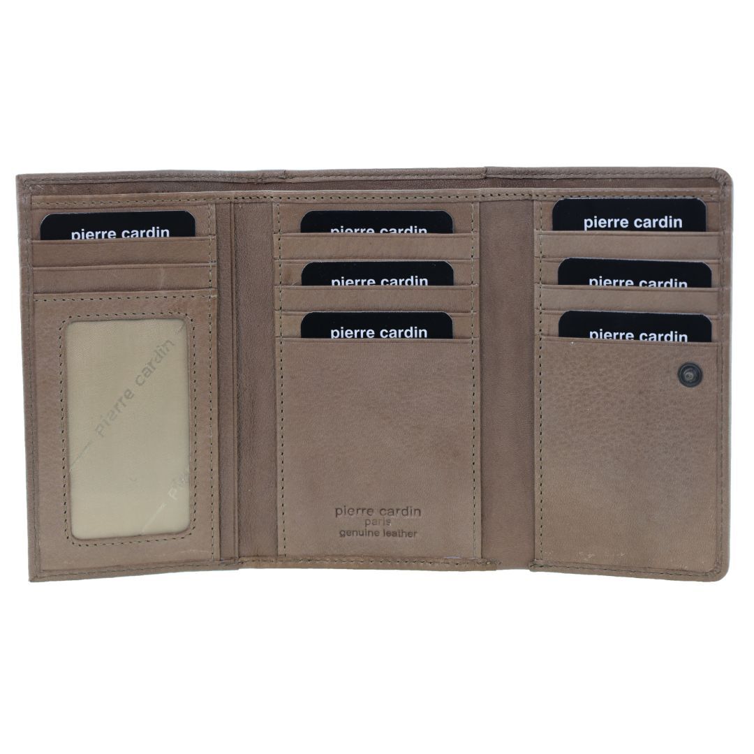 Pierre Cardin Womens Soft Italian Leather RFID Purse Wallet Rustic - Taupe