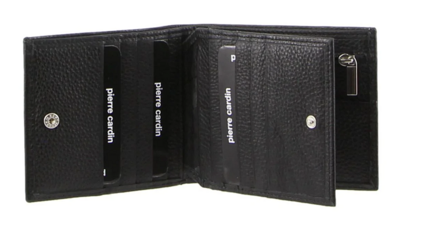 Pierre Cardin Mens Tri Fold Leather Wallet w/ RFID Protection - Black-3