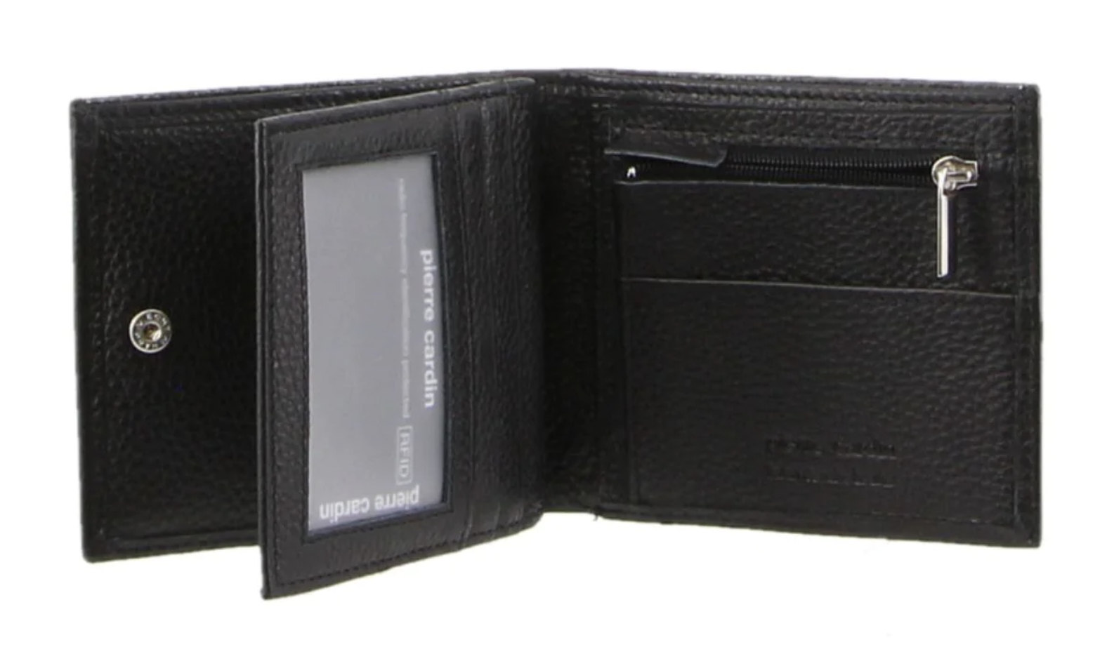 Pierre Cardin Mens Tri Fold Leather Wallet w/ RFID Protection - Black-1