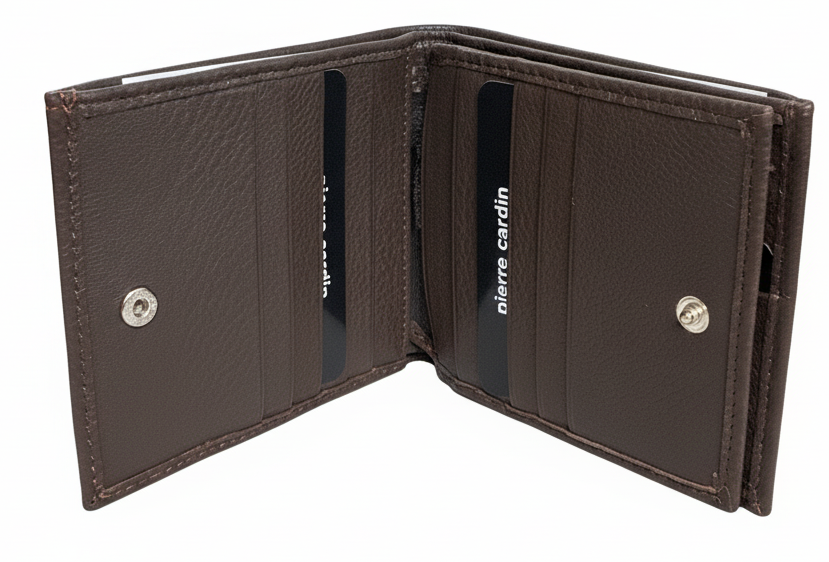 Pierre Cardin Mens Leather Tri Fold Wallet w/ RFID Protection - Brown-3