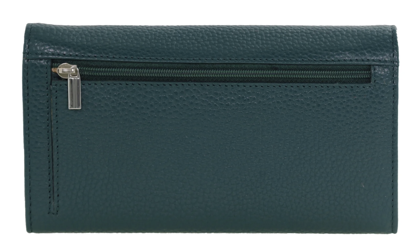 Pierre Cardin Ladies Womens Soft Italian Leather RFID Purse Wallet - Green-3