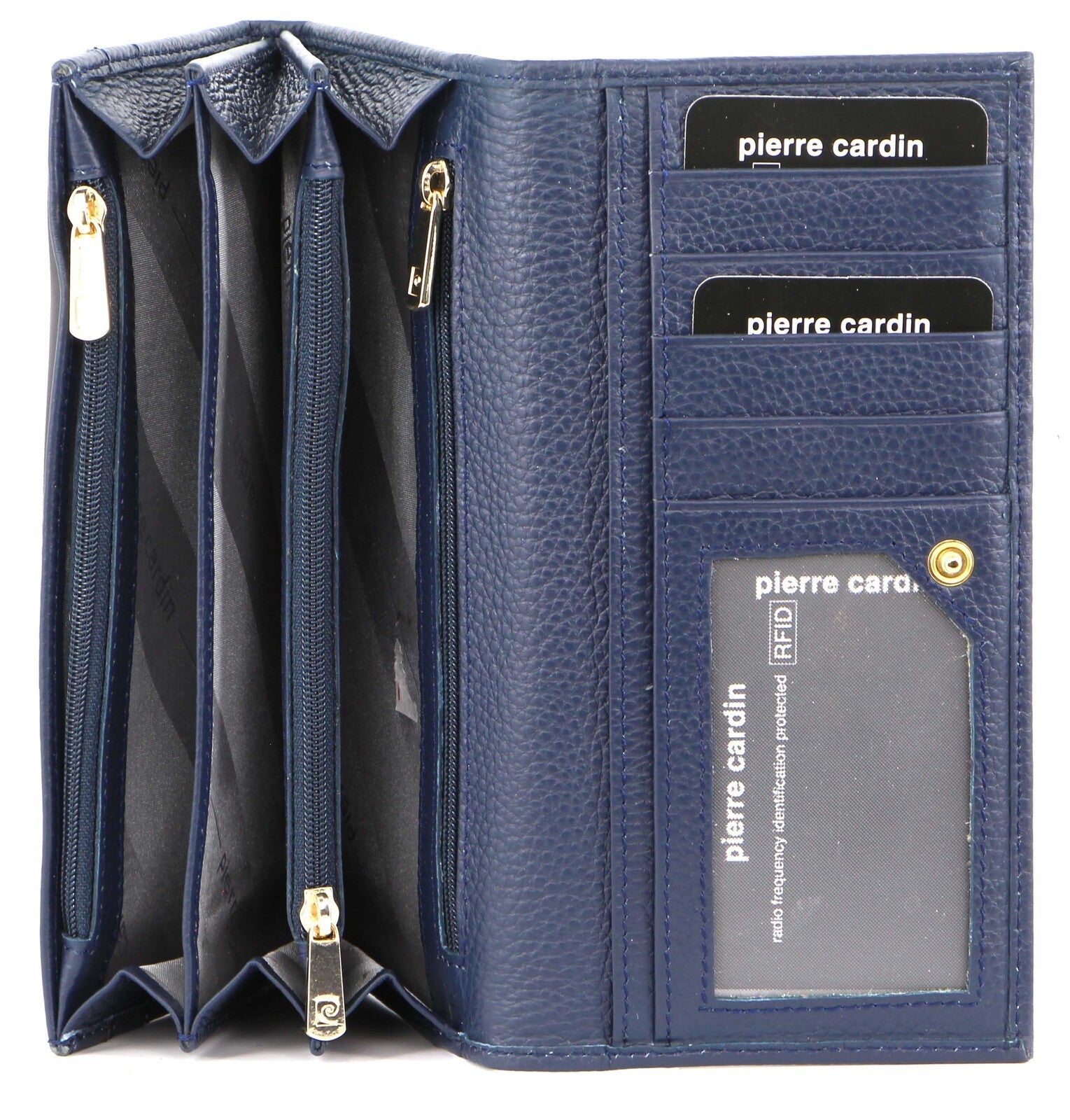 Pierre Cardin Ladies Womens Soft Italian Leather RFID Purse Wallet - Navy-1