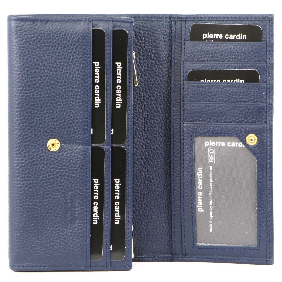 Pierre Cardin Ladies Womens Soft Italian Leather RFID Purse Wallet - Navy-3