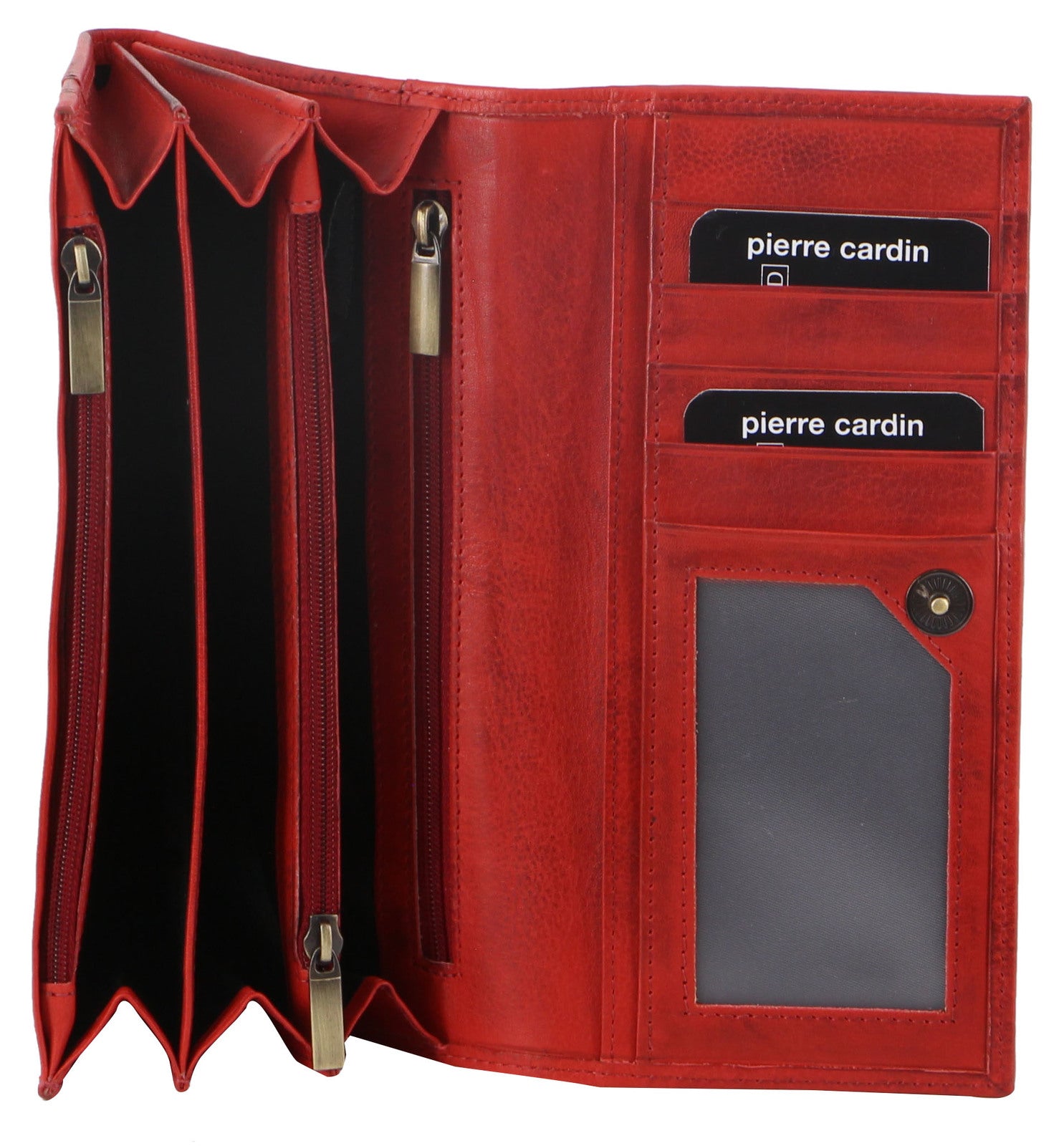 Pierre Cardin Womens Soft Italian Leather RFID Purse Wallet - Red-0