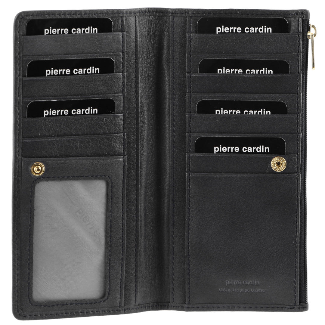 Pierre Cardin Womens Genuine Leather RFID Purse Wallet - Black