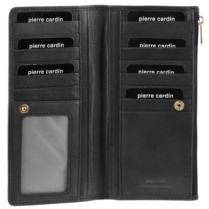 Pierre Cardin Womens Genuine Leather RFID Purse Wallet - Black