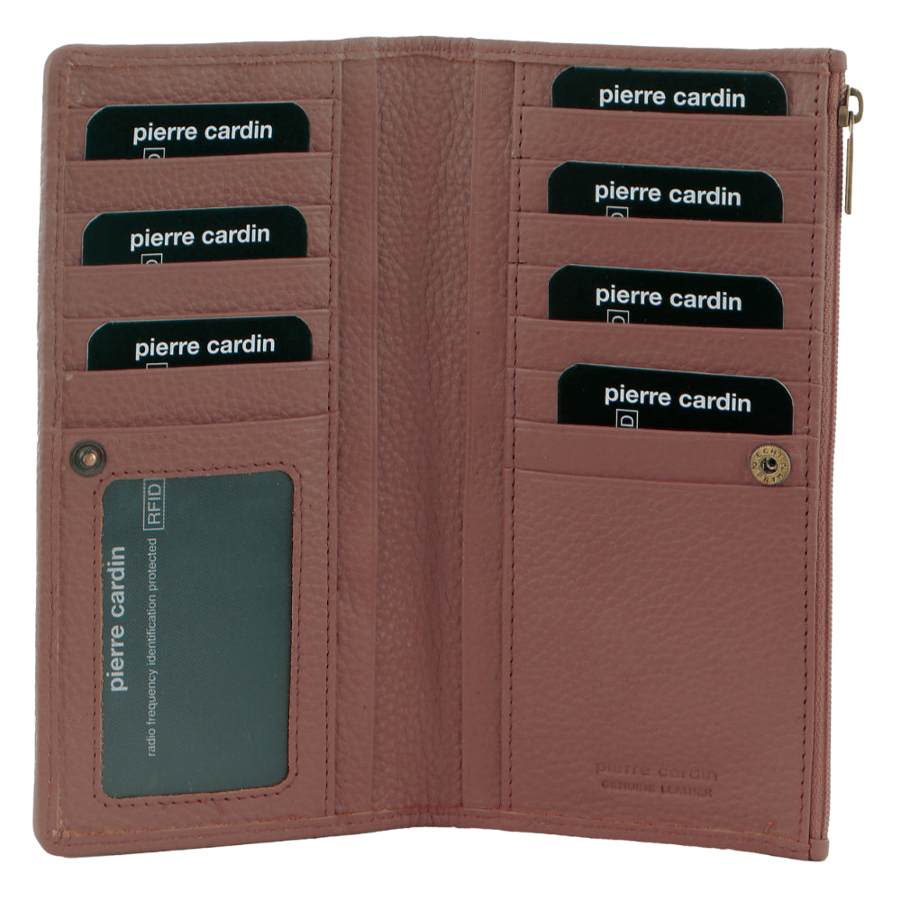 Pierre Cardin Ladies Womens Soft Italian Leather RFID Purse Wallet in Casia Rose-0